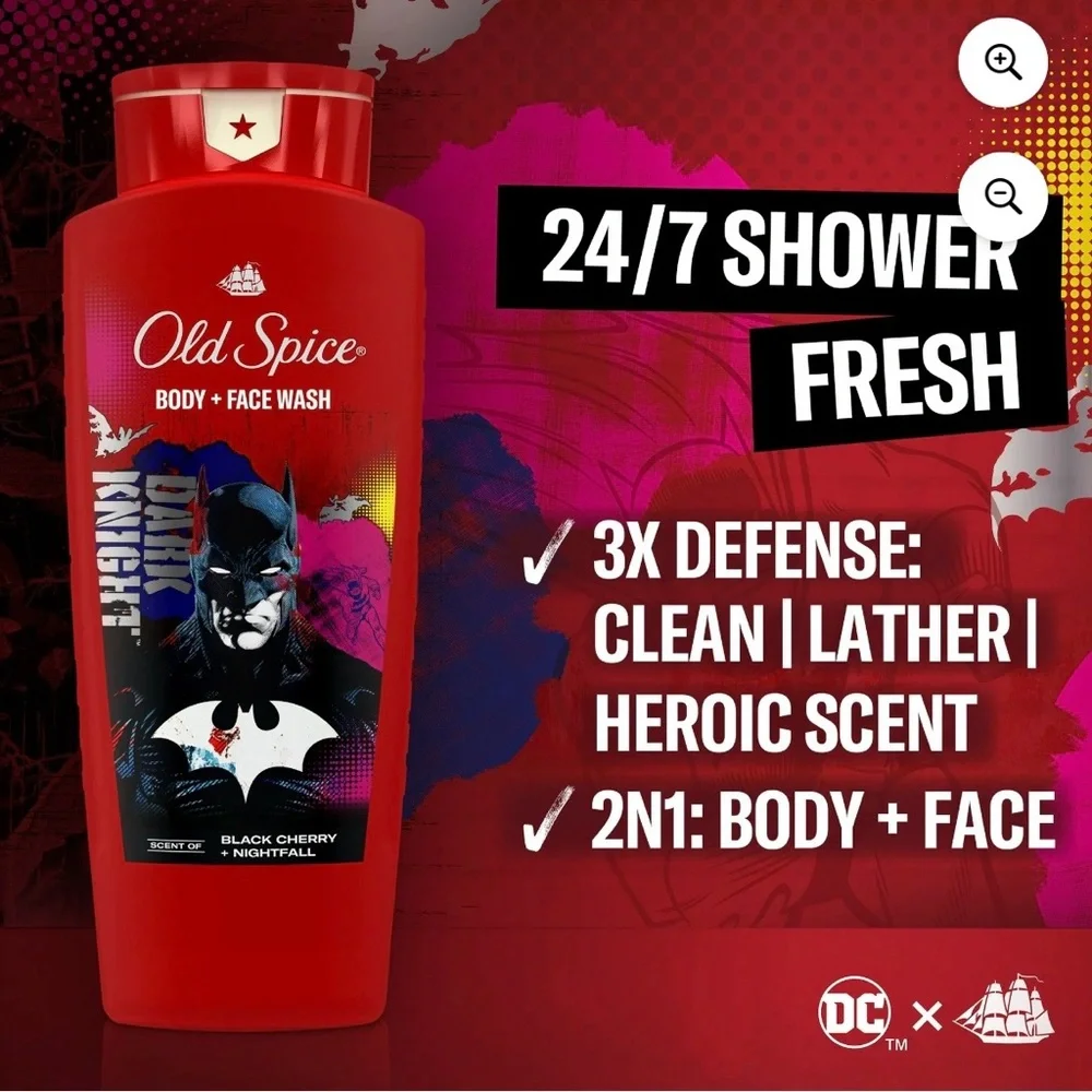 Old Spice Bat Men’s Body Wash Black Cherry and Nightfall Scent 24 oz. - Picture 2 of 7